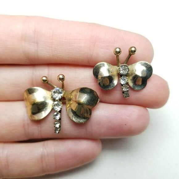 Vintage Carl Art 12k Gold Filled Rhinestone Butterfly Scatter Pin Brooch Estate - Picture 7 of 7